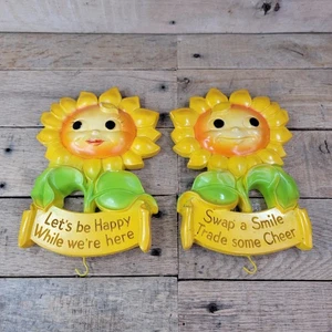 Juego de placas de pared de girasol de tiza antropomórfica Miller Studios 1973 MCM - Imagen 1 de 14