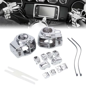 Chrome Hand Control Switch Housing Cover/10*Button Caps For Harley Touring 96-13 - Picture 1 of 33