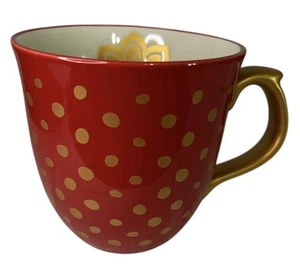 Pioneer Woman Holiday Charm Red Gold Polka Dot Coffee Cup Mug 2017 Rare 16 oz. - Picture 1 of 5
