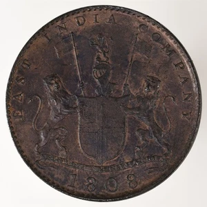 Compañía de las Indias Orientales 1808 10 efectivo KM#319 - Imagen 1 de 2