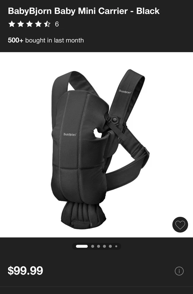 Portabebés BabyBjörn 021056US Mini 7-10 libras - Negro Foto 1 de 2