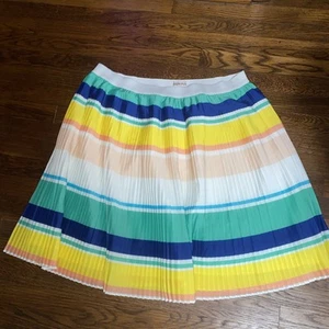 Merona XXL Fluted Rainbow Stripe A Line Skirt Elastic Waist Lined Multi Color - Picture 1 of 5