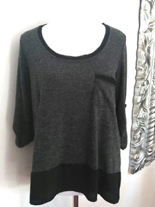 Top para mujer Pleione gris negro dobladillo alto bajo mangas 3/4 talla S - Imagen 1 de 6