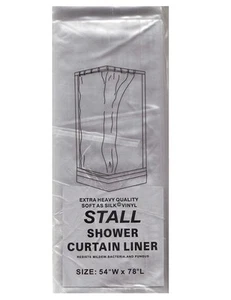 Carnation Home Fashions Stall Size Wide 5-gauge Shower Liner: 54" W x 78" L - Picture 1 of 5