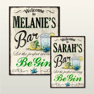 PERSONALISED HOME BAR SIGN, GIN WALL PLAQUE NOVELTY GIFT, GIN BAR SIGN - Picture 1 of 7