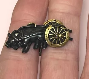 MIXED METAL Ox MENUKI? SILVER Gold Single CUFFLINK Button EDO JAPANESE Kozuka? - Picture 1 of 6