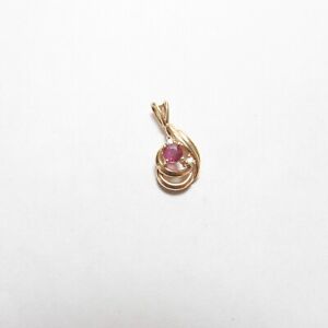 TOWN & COUNTRY 14K Yellow Gold 0.30 Ct Natural Rose Red Ruby And Diamond Pendant