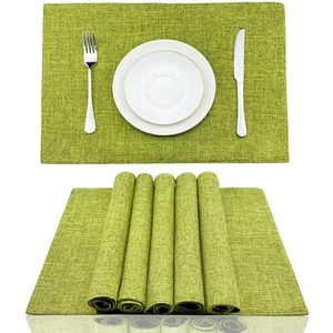 Cloth Placemats Set of 6 Heat Resistant Dining Table Placemmats Cotton Linen ... - Picture 1 of 7
