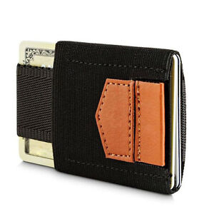 Mens Minimalist Wallet: Money Clip Coin Front Pocket Slim Credit Card Holder ID