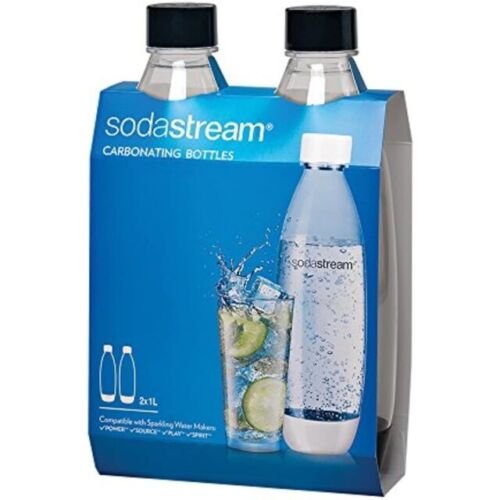 SodaStream Carbonating Bottle, 1 liter, Black (Pack of 2)