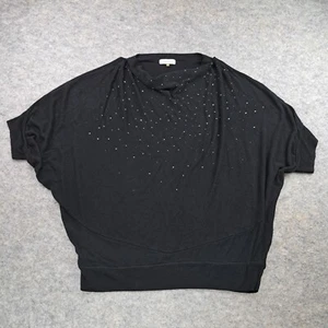 Calvin Klein Sweater Womens Size 2X Plus Black Dolman Sleeve Beaded Top - Picture 1 of 10