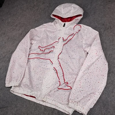 Chaqueta Jordan Niños Grande 12-13 Blanco Rojo Air Jumpman Abrigo de Lluvia Mashup Jóvenes Niños Foto 1 de 4