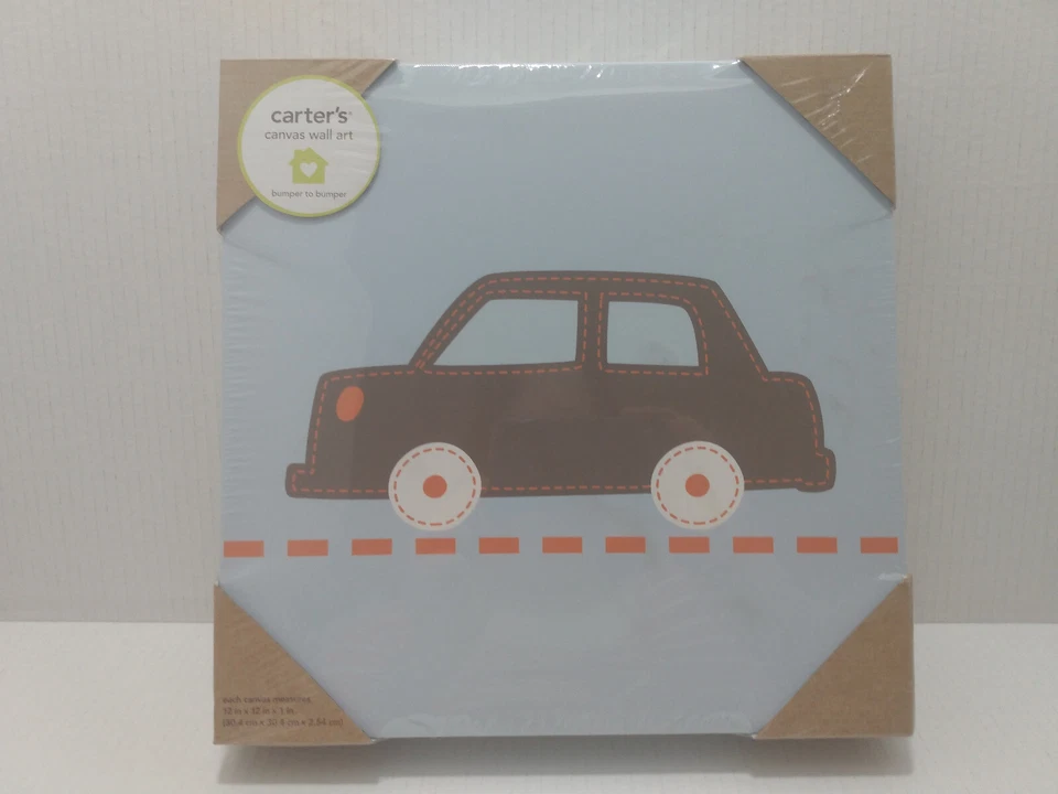 Carter's Bumper To Bumper Wall art cortinas de parede carros marrons azuis 2 peças novas na caixa! - Imagem 1 de 4