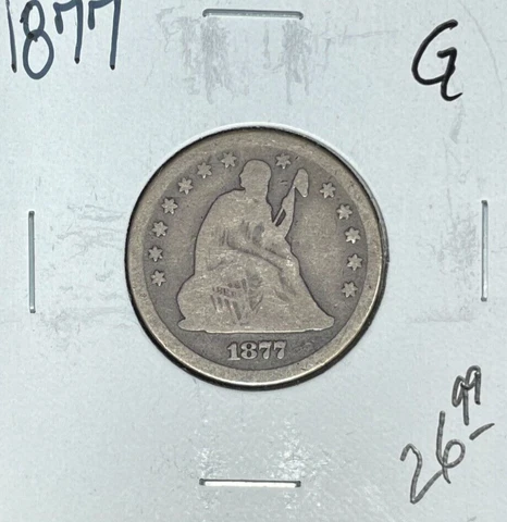 1877 SEATED LIBERTY SILVER QUARTER ~ GOOD ~NICE COIN~ Cover