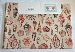 SIGRID OLSEN PLACEMATS (4) BEACH TO BISTRO SHELLS 100% COTTON NWT - Picture 1 of 3