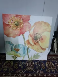 "Pintura artística de pared de flores estampada sobre lienzo - 24""x24" - Imagen 1 de 4