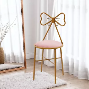 New Modern Simple Metal Dressing Table Makeup Chair With Stool Velvet Chair Pink - Picture 1 of 19