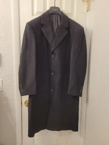 CHAPS MEN'S BLACK LONG OVERCOAT SIZE 40S PRE-OWNED - Picture 1 of 8