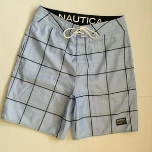 NAUTICA MEN'S PLAID BOARD SHORTS SWIM TRUNKS SIZE 32 - Picture 1 of 7