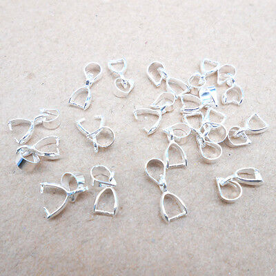100-500PCS DIY Making Bale Pinch Clasp Silver Findings Bail Connector Pendants • 10.44€