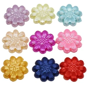 200pcs Mixed Color Flatback Pearl Sunflower Beads Flat Back Scrapbook Craft 13mm - Picture 1 of 8