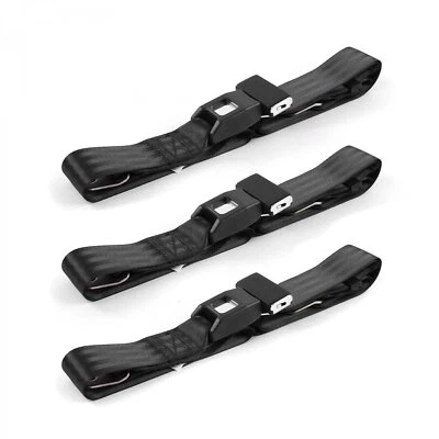 Chevy Nova 1975 - 1979 Standard 2pt Black Lap Bench Seat Belt Kit - 3 Belts hot - Image 1 of 4