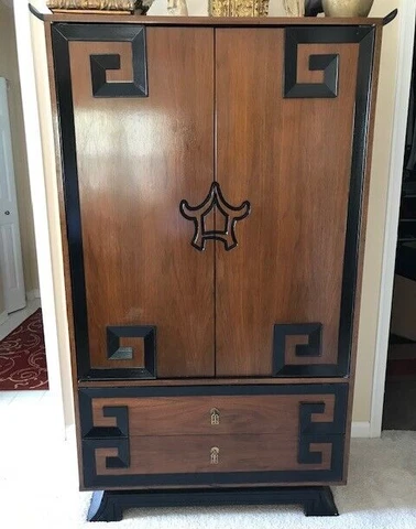 Very Unique Vintage Early 60s 5 Piece Oriental Inspired King Bedroom Set Cover