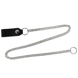 Black Leather Keyring Double Diamond Cut Chain CH13 - Imagen 1 de 4