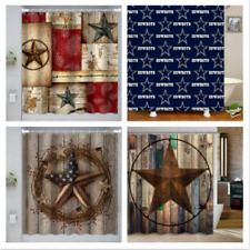 State Flag Shower Curtain Set Cowboys Fabric Washable 71in 12 Hooks Home Decor
