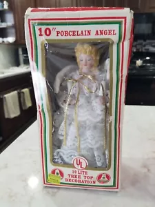 Vintage 10" Porcelain Angel Tree Topper Lightup Christmas XMas Decor Taiwan - Picture 1 of 11