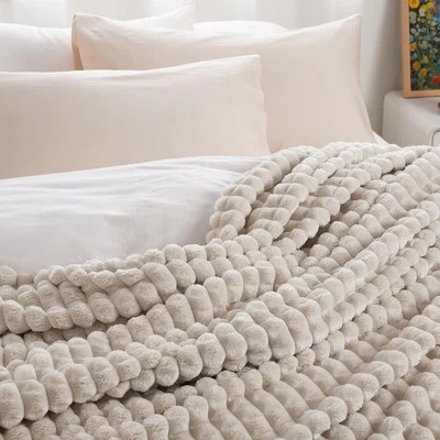 PHF 3D Clipped Fleece Blanket King Size for King(108"x90"), Oak  - Image 1 of 4