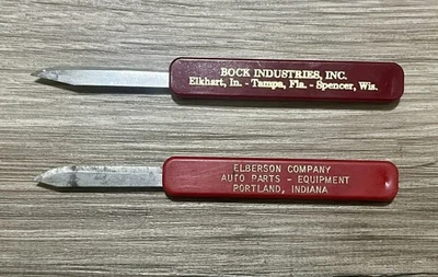 2x Cuchillo Deslizable Publicidad Vintage Hoja de Bolsillo Rojo Wisconsin e Indiana Foto 1 de 4