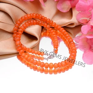 Natural Carnelian Beaded Necklace 6-9mm Carnelian Smooth Rondelle Beads Necklace - Picture 1 of 3