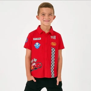 Little Sleepies DISNEY PIXAR CARS PISTON CUP Button Down Polo Shirt SIZE 7 NIB - Picture 1 of 2