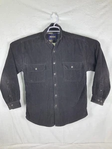 Wolverine Shirt Mens Medium Black Corduroy Button Up Flannel Lined Workwear - Picture 1 of 8