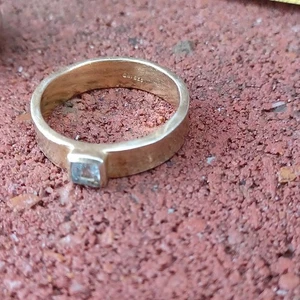 Anello vintage tono oro 925 IND timbrato con pietra posteriore aperta trasparente *vedi foto per misura* - Foto 1 di 6