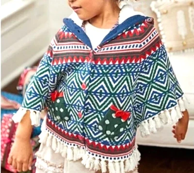 MATILDA JANE A Caroling We Go Poncho con Capucha Cárdigan Flecos Bolsillos Niña Talla 6 Foto 1 de 4
