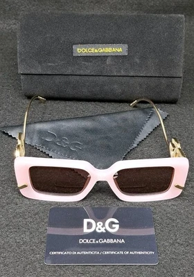 Gafas de sol Dolce & Gabbana con marco cuadrado - rosa pálido con brazos en tono dorado Foto 1 de 4