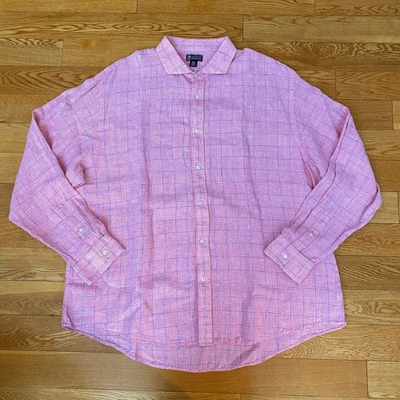 Lands End Baird McNutt Irish Linen Shirt Mens XXL Pink Plaid Button Down - Image 1 of 4