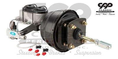 Chevrolet Bel Air Impala 1965 70 completo 8" doble negro kit de refuerzo de freno eléctrico Foto 1 de 4