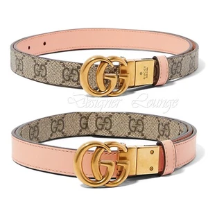NEW GUCCI GG Supreme Canvas Peach Leather Marmont Reversible Belt Size 90 / 36 - Picture 1 of 11