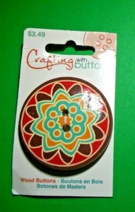 CRAFTING with BUTTONS 1 3/4" WOOD - GHANA THEME 1 CARD=1 BUTTON Lot C3 - Picture 1 of 1
