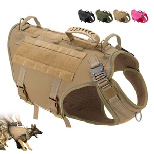 Military Tactical Molle Dog Harness Heavy Duty Reflective Training Service Vest - Picture 1 of 16