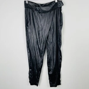 Witchery Womens Pants Size 8 Wet Leather Look Black Pockets Ankle Zips Party - Foto 1 di 11
