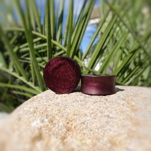 Black Cherry Pearl Resin Ear Plugs - Ear Gauges - Handmade - Picture 1 of 6