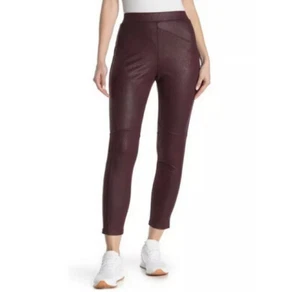Free People Faux Suede Leather Pants Red Burgundy Mid Rise Vegan Womens Size 26 - Picture 1 of 12