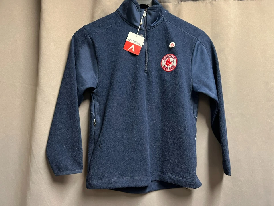 Boston Red Sox 1/4 Cremallera Pullover Polar Sudadera Azul Juvenil Bolsillos Pequeños Foto 1 de 1
