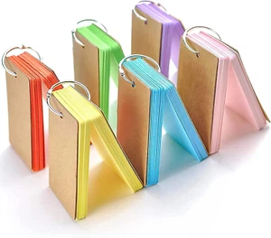 Flash Record Cards Revision Index Plain Coloured Blank with Metal Binder Ring - Picture 1 of 6