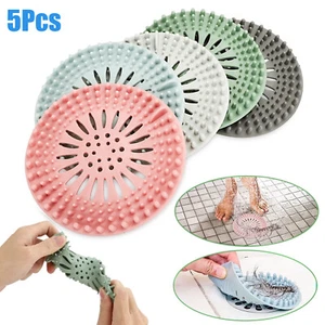 5x Silicone Hair Catcher Shower Drain Covers Protector Bathtub Sink Hair Stopper - Picture 1 of 6