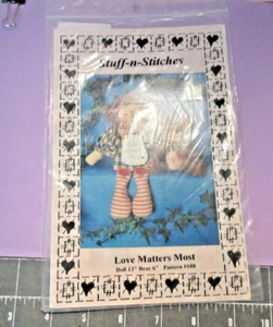 NIP~"Stuff-n-Stitches" ~ Doll 13" + Bear 6" Pattern #188~Love Matters Most ~ NEW - Picture 1 of 2